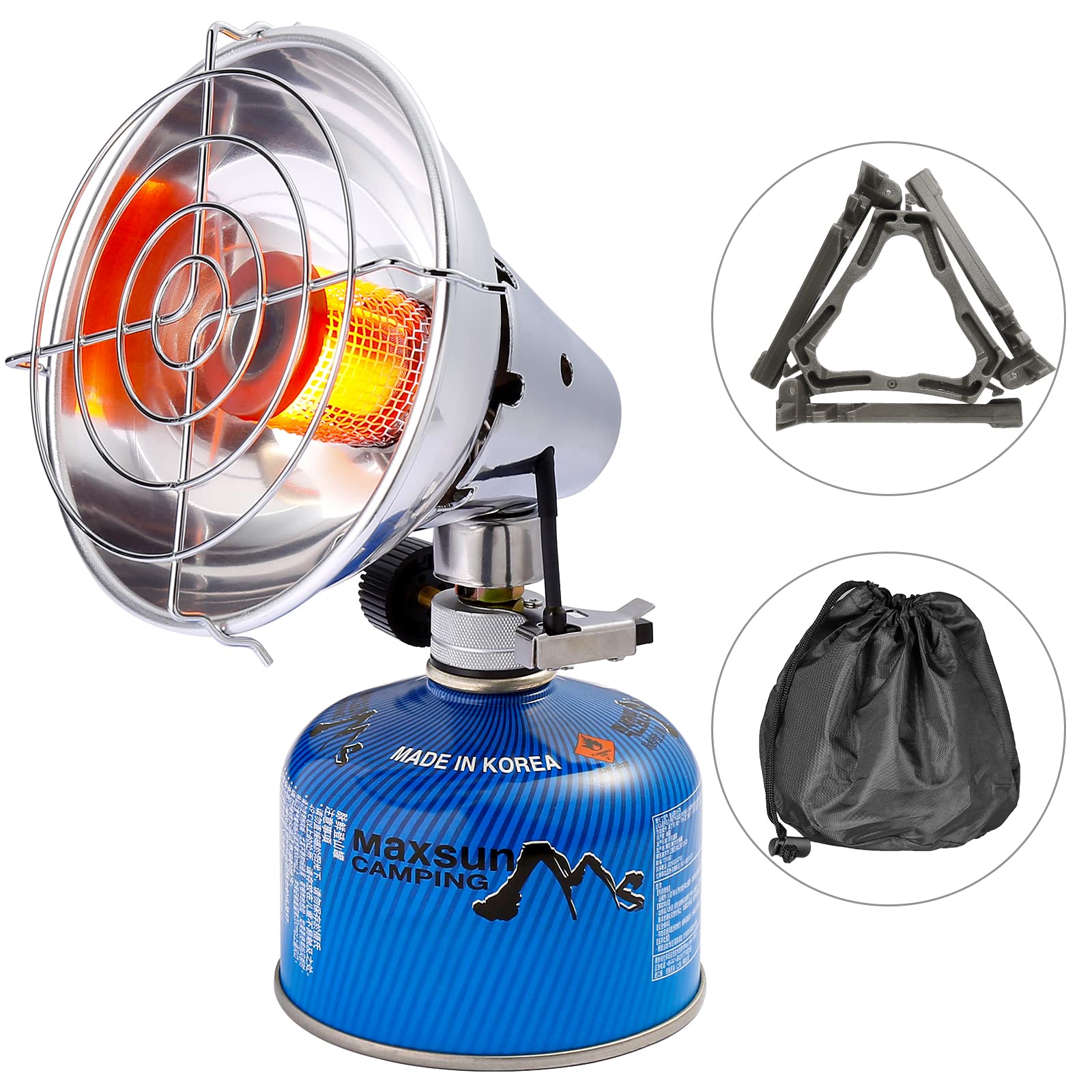 Tragbare Gas-Heizung Gas Heizstrahler Winter Outdoor Heizung Mini Camping Gasheizung Zeltheizung Außenwärmer Terrassenheizung Heizofen für Angeln,Wandern,Jagd,Rucksackreisen(Piezo-Zündung)