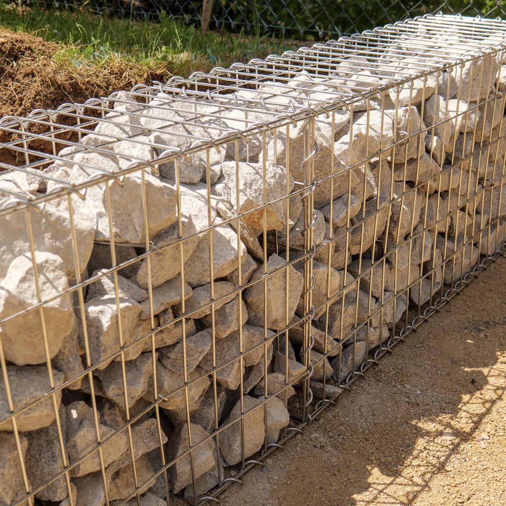 Oxeo Gabion Dimensions 200x50x30cm - Mur avec Pierres - Mur de soutènement - Paroi Bordure de Jardin - avec Spirales et entretoises