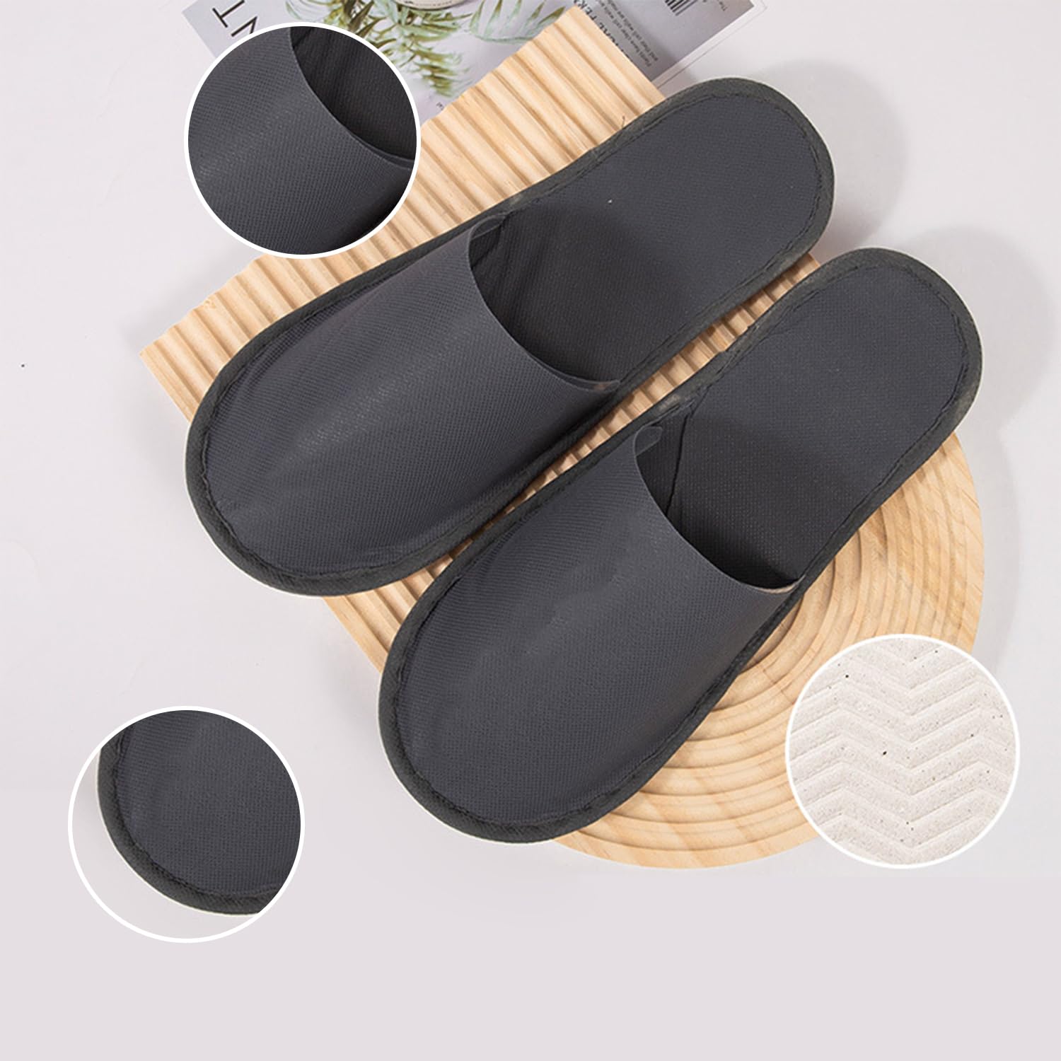 MagiSel 4paia Pantofole Usa e Getta Antiscivolo, Pantofole Chiuse in Spugna Premium, Ciabatte Monouso per Hotel, Spa, Casa, Viaggi, Unisex, Lavabili, Misura Universale