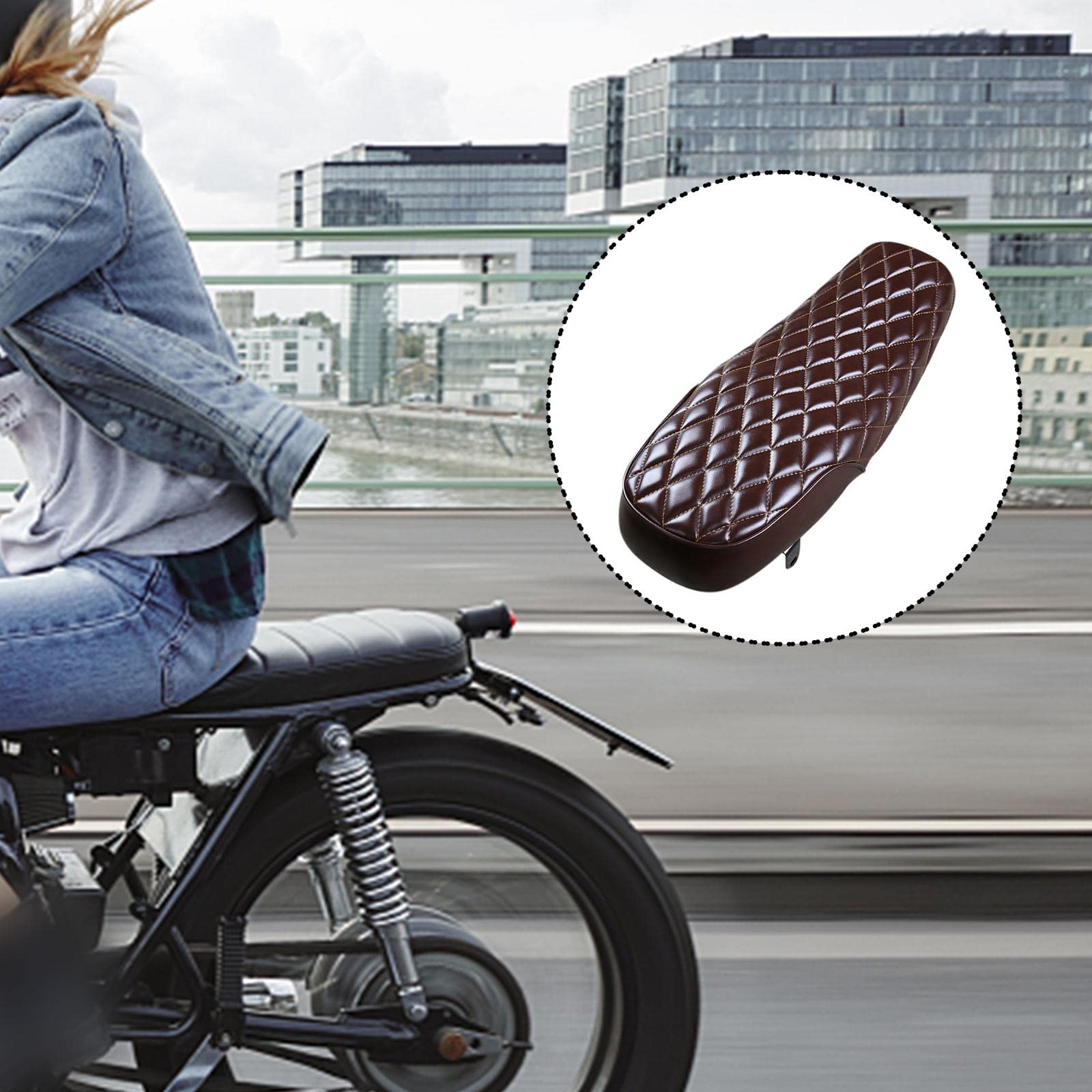 Anteriore Driver Sedile Sella da moto vintage in PU artificiale