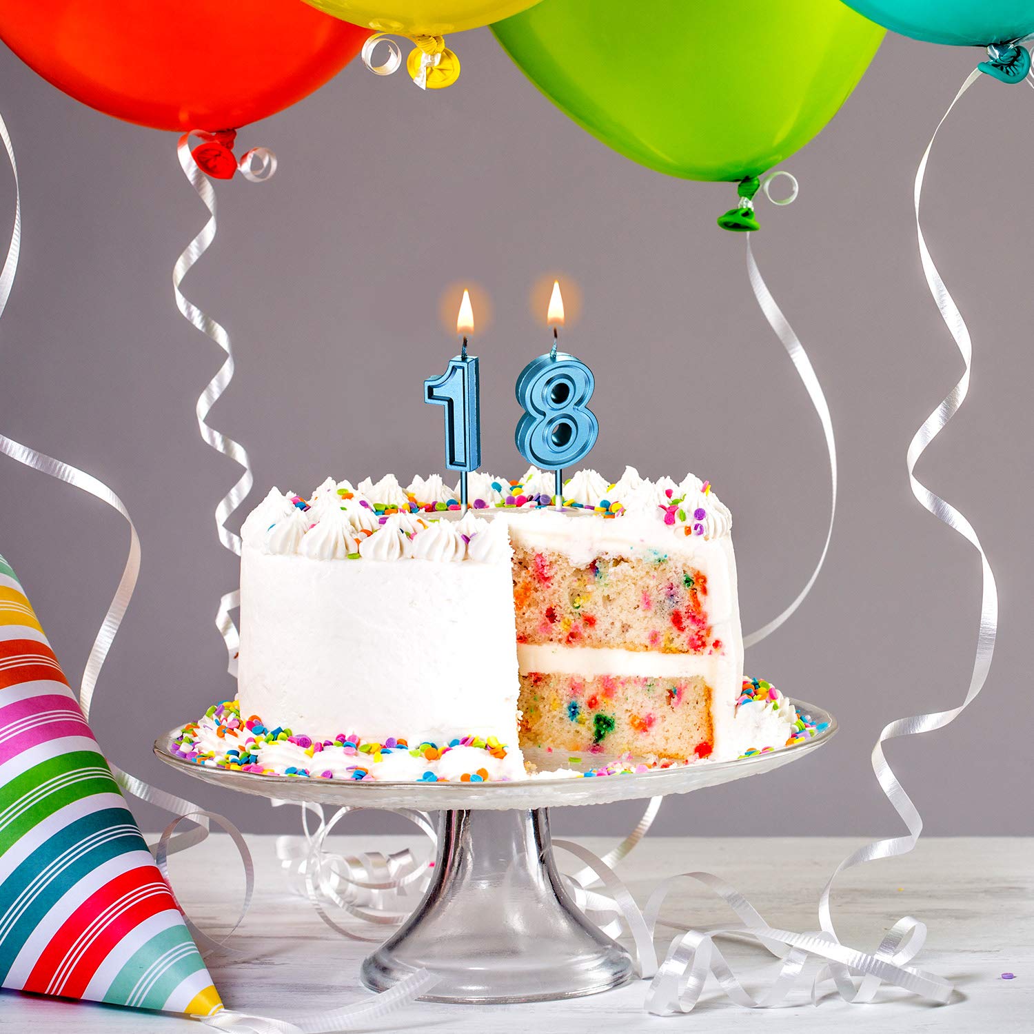 Décorations Gâteau 18 Ans - Topper 'Happy 18th Birthday', Bougies Chiffres, étoiles Et Cœurs Scintillants
