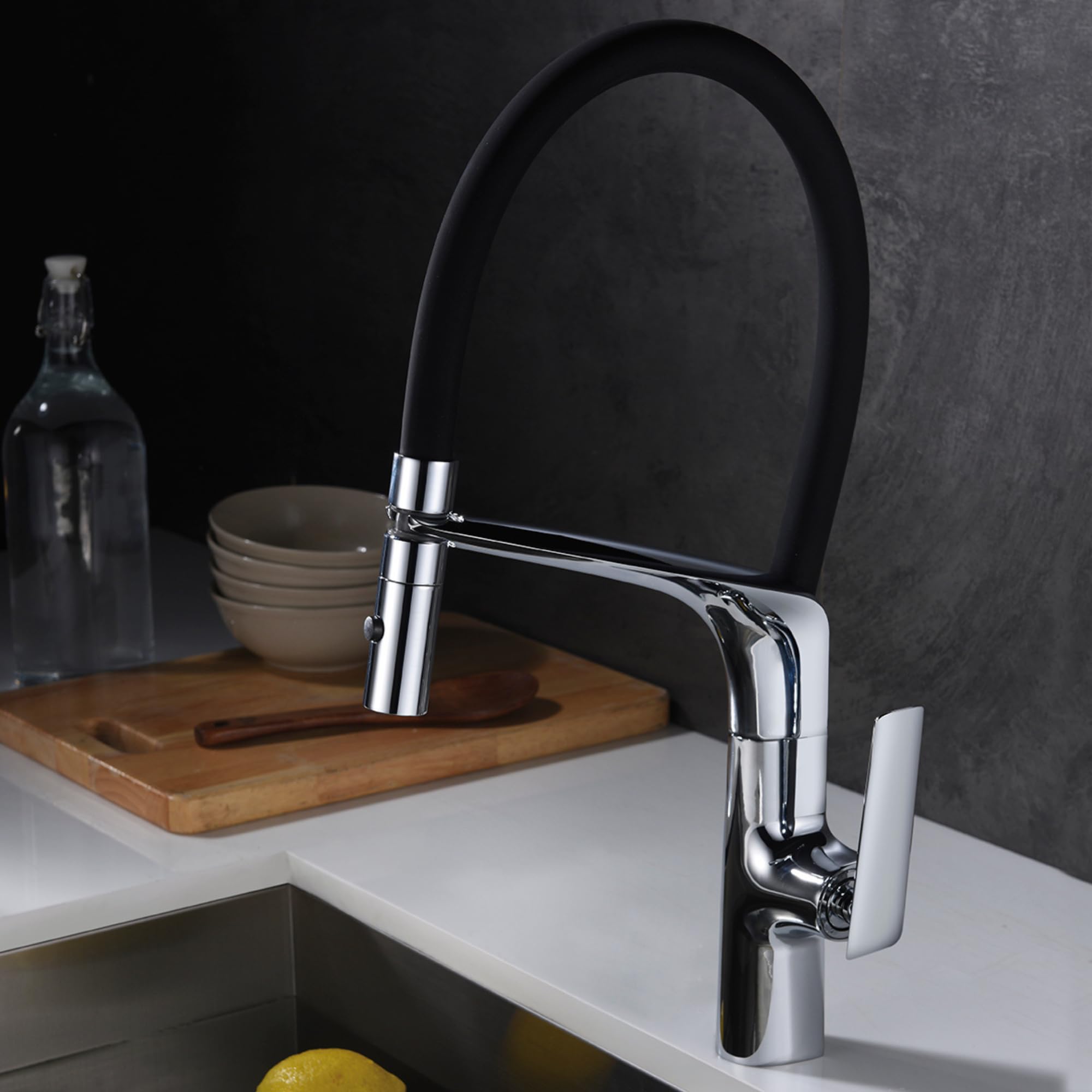 IMEX - Robinet Cuisine Extractible | Robinet Monocommande Évier avec Diffuseur | Robinetterie Cuisine avec Douche Flexible 360º | Robinetterie en Laiton | Série Lanzarote | Couleur Chromé