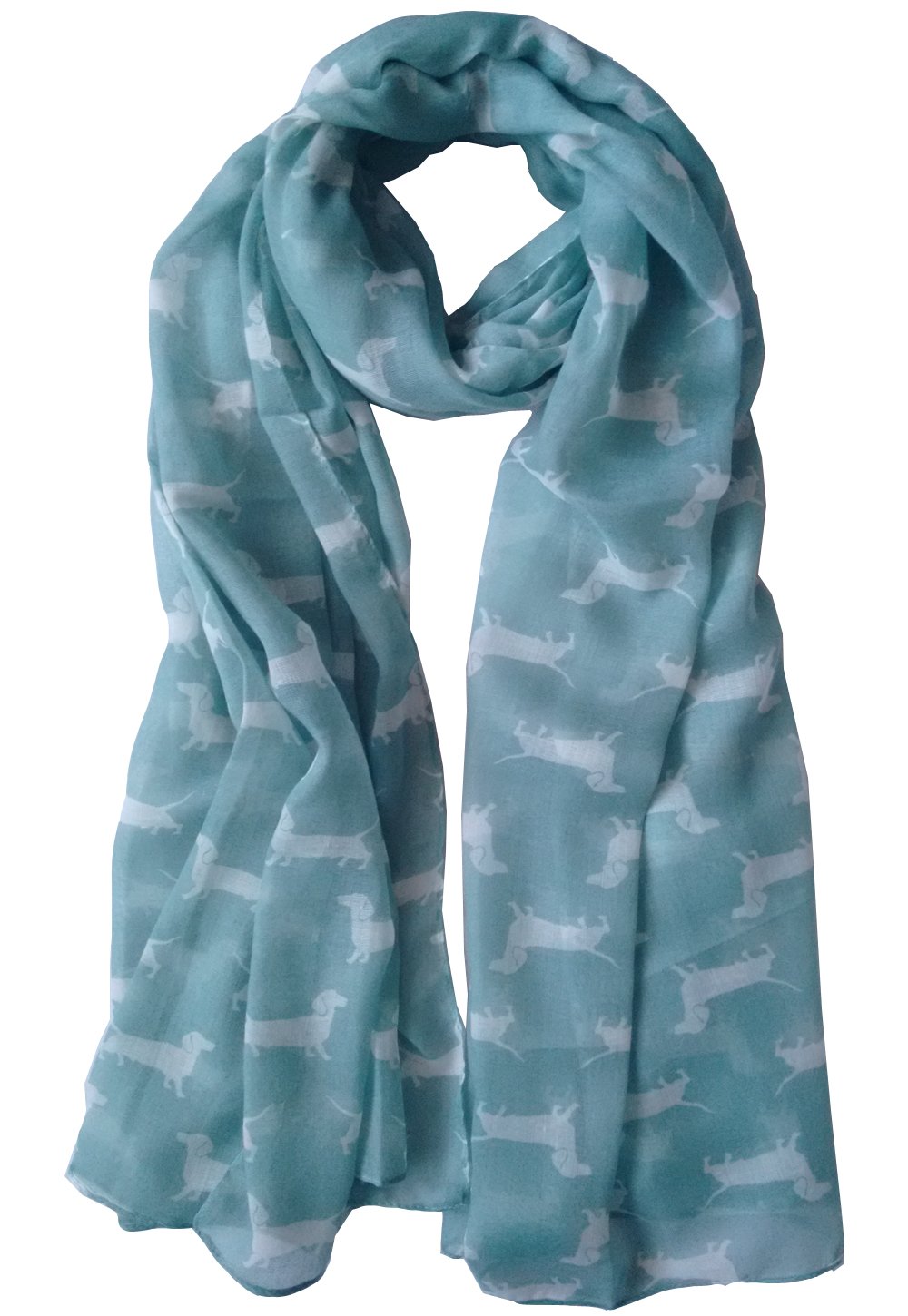 Glamlondon Women's A-Green Light Dachshund Print Scarf, Mini Sausage Dogs, Animal Long Big Puppies Wrap (A-Green Light)(Size:l)