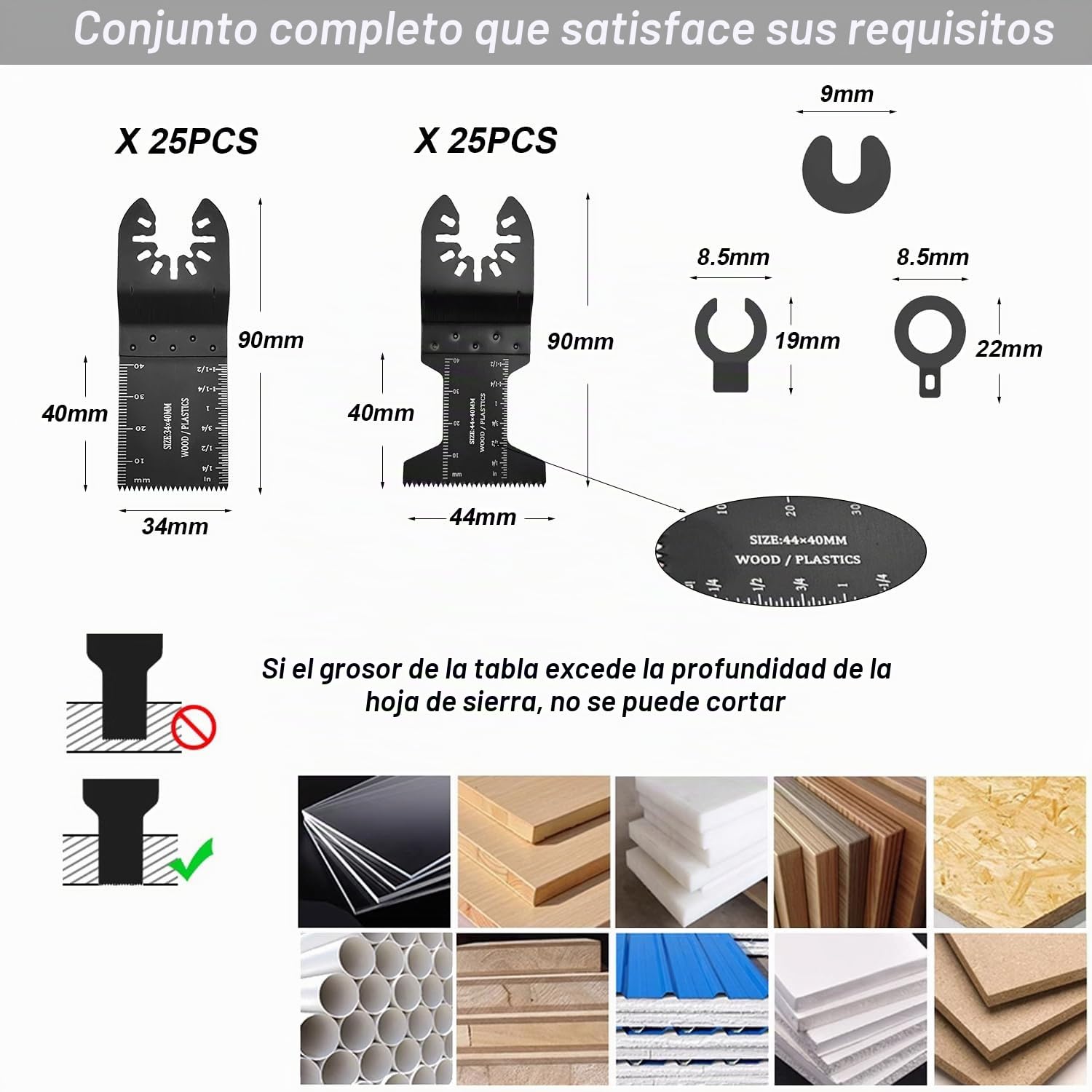 Juego de Hojas de Sierra Oscilantes Cuchillas para Herramientas Oscilantes 53PCS Cuchillas Oscilantes Multiherramienta de Corte Acero Sierra para Madera y Plástico Liberación Rápida con 3 Adaptadores