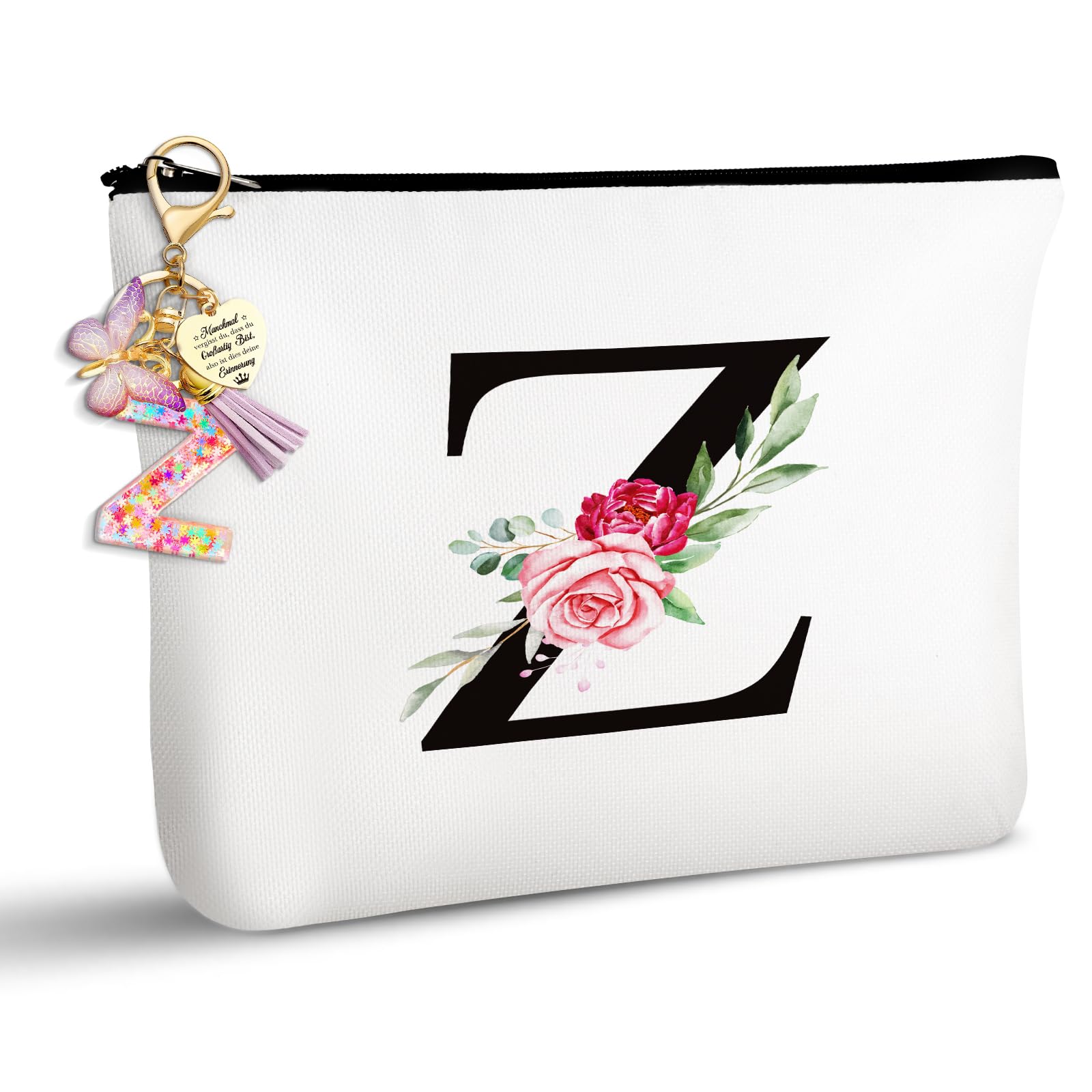 TUZELIYA Personalisierte Buchstaben Z Kosmetiktasche - Geschenke für Frauen - Geburtstagsgeschenke für Frauen, Mädchen, Mütter, Beste Freundinnen und Brautjungfern - Schlüsselanhänger Buchstabe