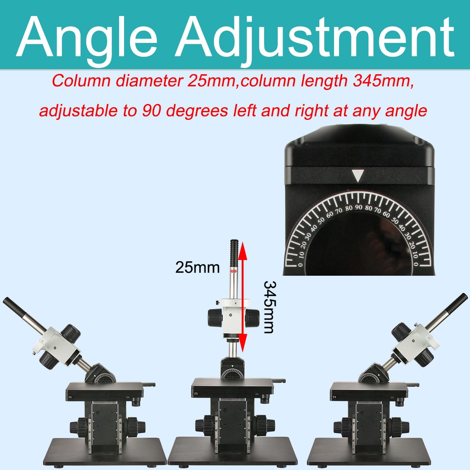 X/Y/Z Microscope Platform Stand Column Angle Adjustable 76mm Focusing Frame