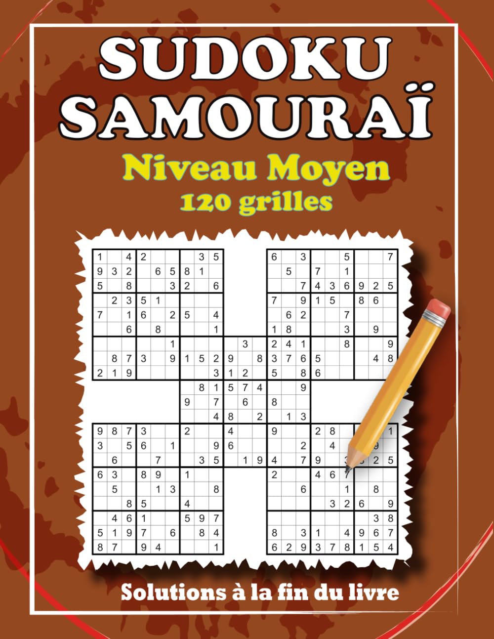 Sudoku Samouraï - Niveau Moyen: 120 Grilles de Logique avec Solutions Incluses.
