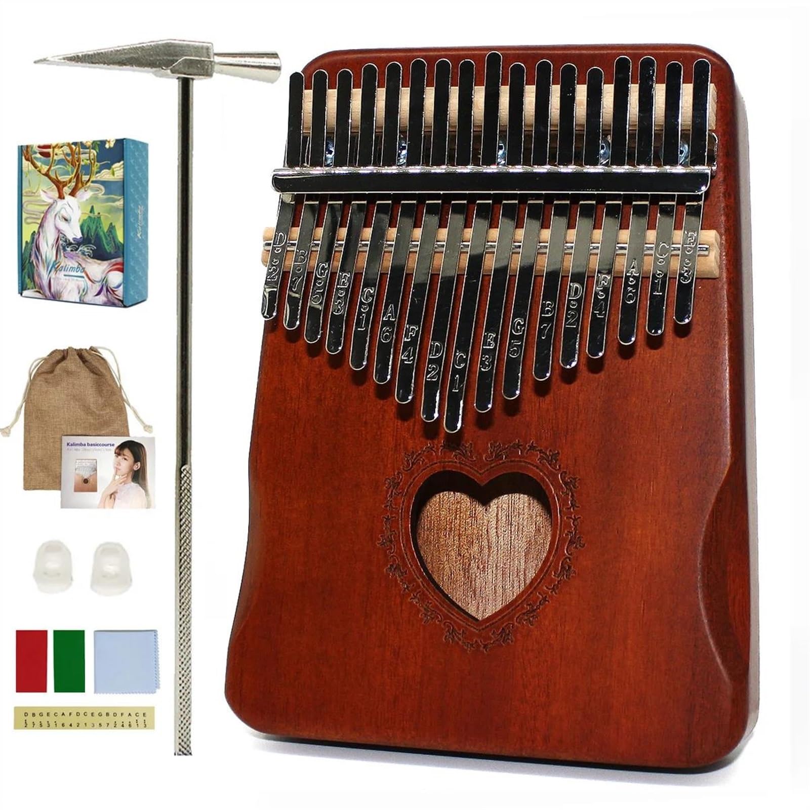 Kalimba Kalimba 17-klawiszowy fortepian wysokiej jakości drewna mahoniowego afrykańskiego Kalimba śliczny (Color : 3/4)