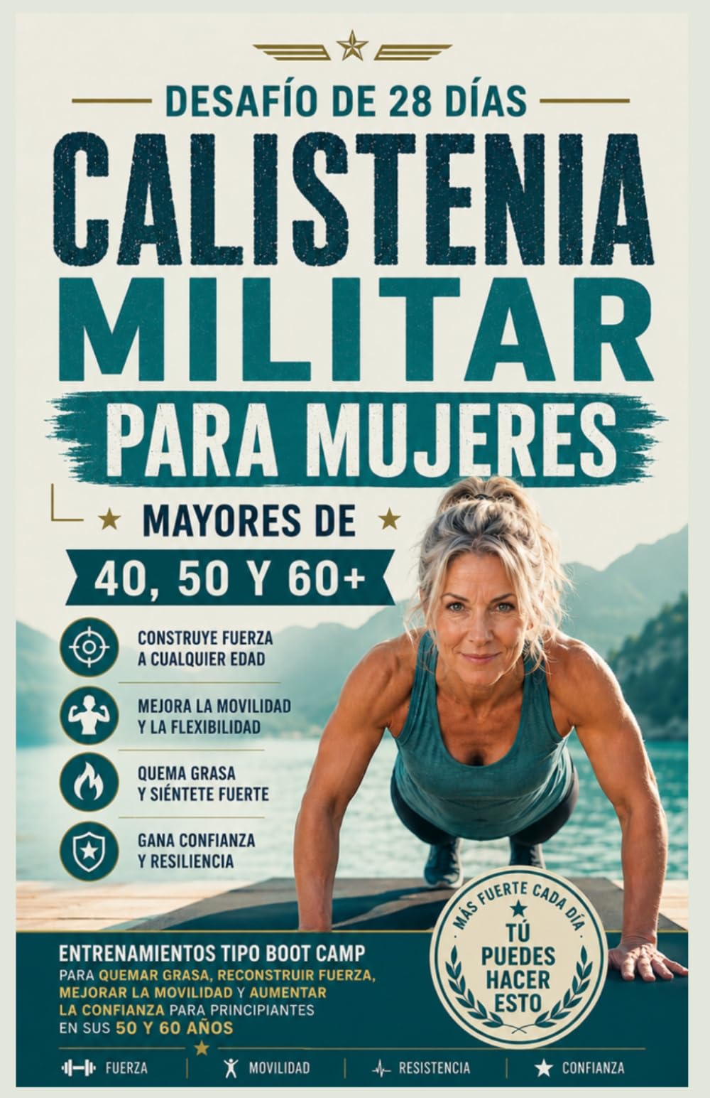 Desafío Militar de Calistenia de 28 Días para Mujeres Mayores de 40 Años: Entrenamientos de campamento militar para quemar grasa, recuperar fuerza, ... de los principiantes de entre 50 y 60 años