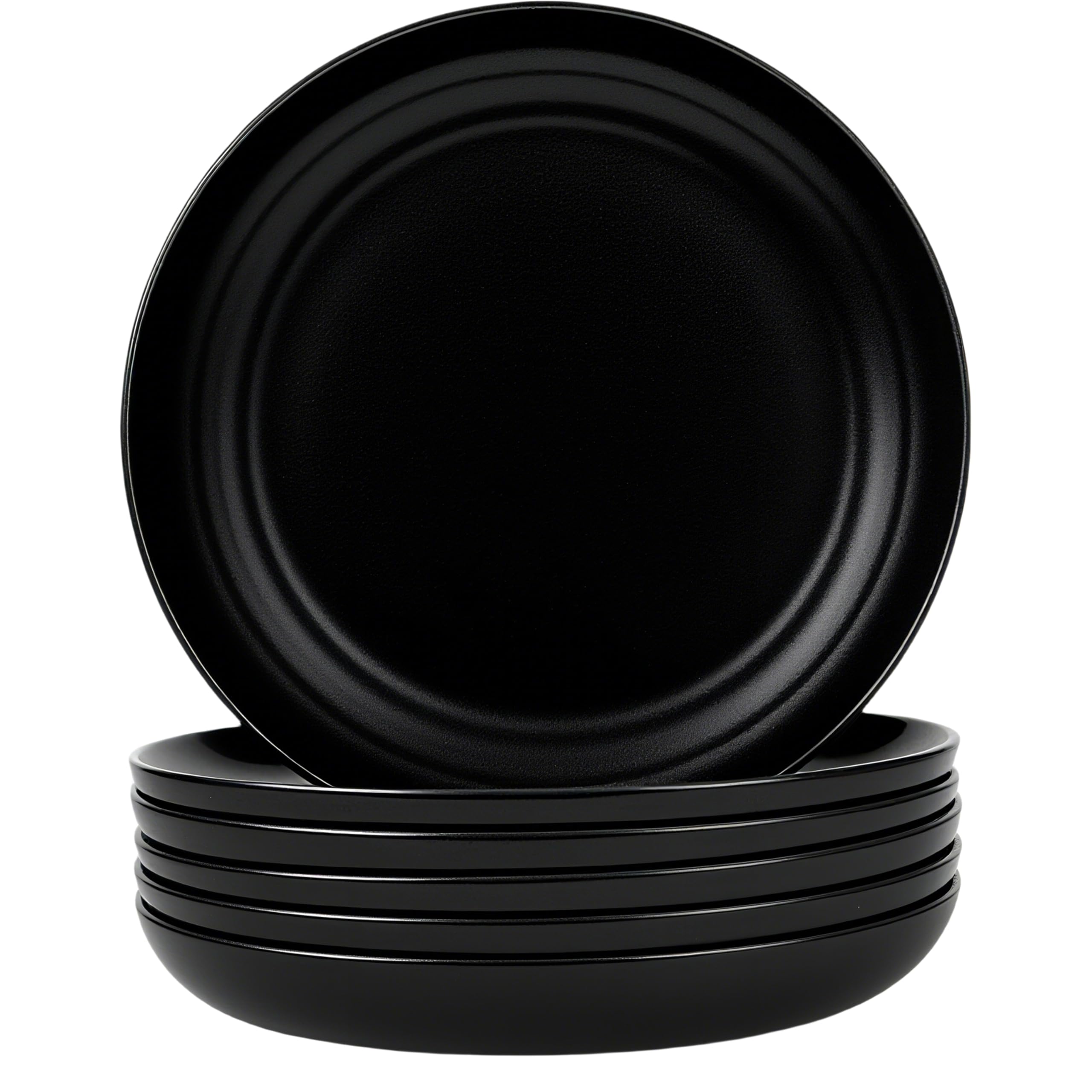 Plastic Dinner Plates Deep Rim Spill Proof Unbreakable 6 Pack, 20cm Beige