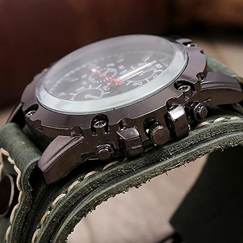 Miniatura 3 de Reloj de pulsera clásico con números romanos con correa de cuero PU, verde, Verde