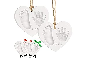 Personalized Baby Handprint Footprint Keepsake Kit for Newborn, Duo Heart