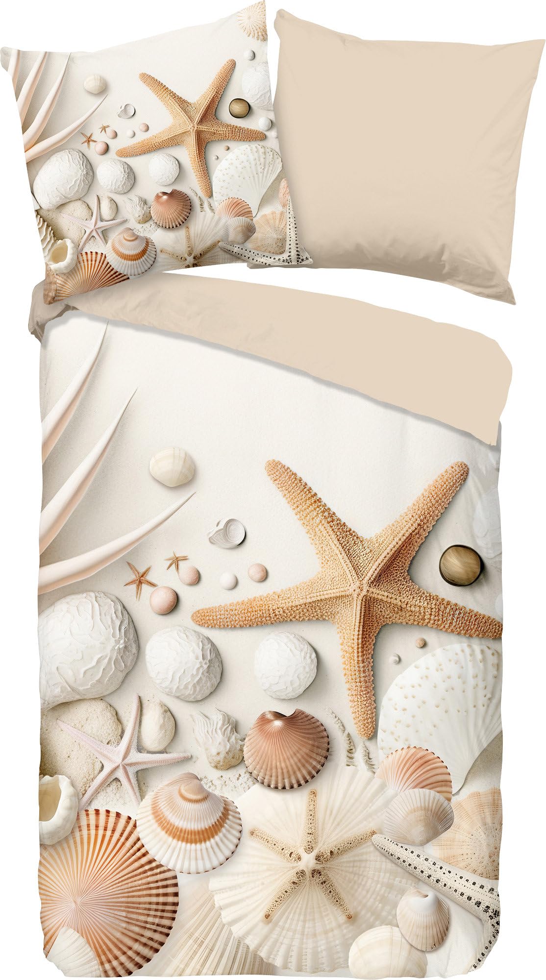 Good Morning Reversible Bed Linen Cote Renforcé Sand Size 1 x 135 x 200 cm + 1 x 80 x 80 cm