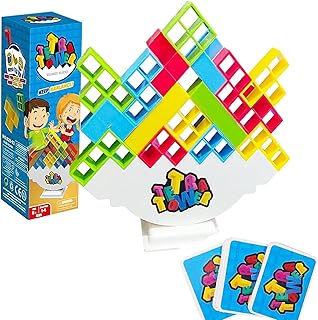 Tetra Tower Game for Kids Age 3-8 Swing Stack High Child Balance Toy 4 5 6 7 Year Old Boys Girls Tetra Tower Balance Game for 3-6 Year Old Montessori Educational Toy Gifts for Boys Girls Kids