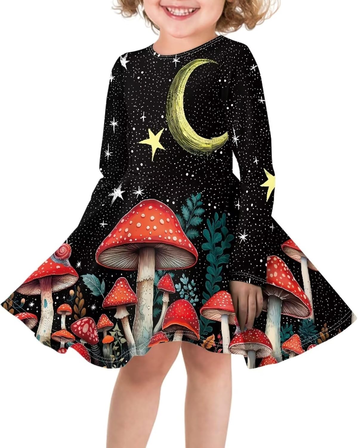 Girls Dress Size 2-14 Long Sleeve Dresses A-Line Twirly Skater Dress