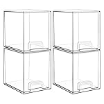Vtopmart 7.6 H Clear Stackable Storage Drawers, 4 Pack Plastic Organizers Bins for Skincare, Cosmetics,Beauty Supplies,Ideal for Vanity, Bathroom,Kitchen Countertop,Cabinet Organization