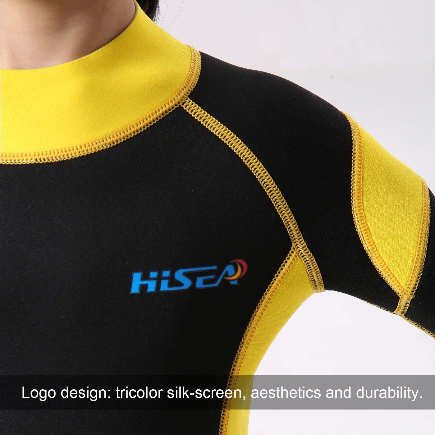 HISEA Combinaison de Plongée Enfant Unisexe en Néoprène 2.5MM Anti Froid pour Natation Plongée Sports Nautiques Noir et Jaune Age Adapté 11-12 Ans