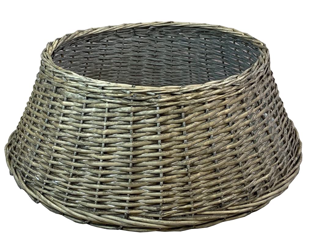 Selections Grey Wash Large Grey Wicker Christmas Tree Skirt Surround
