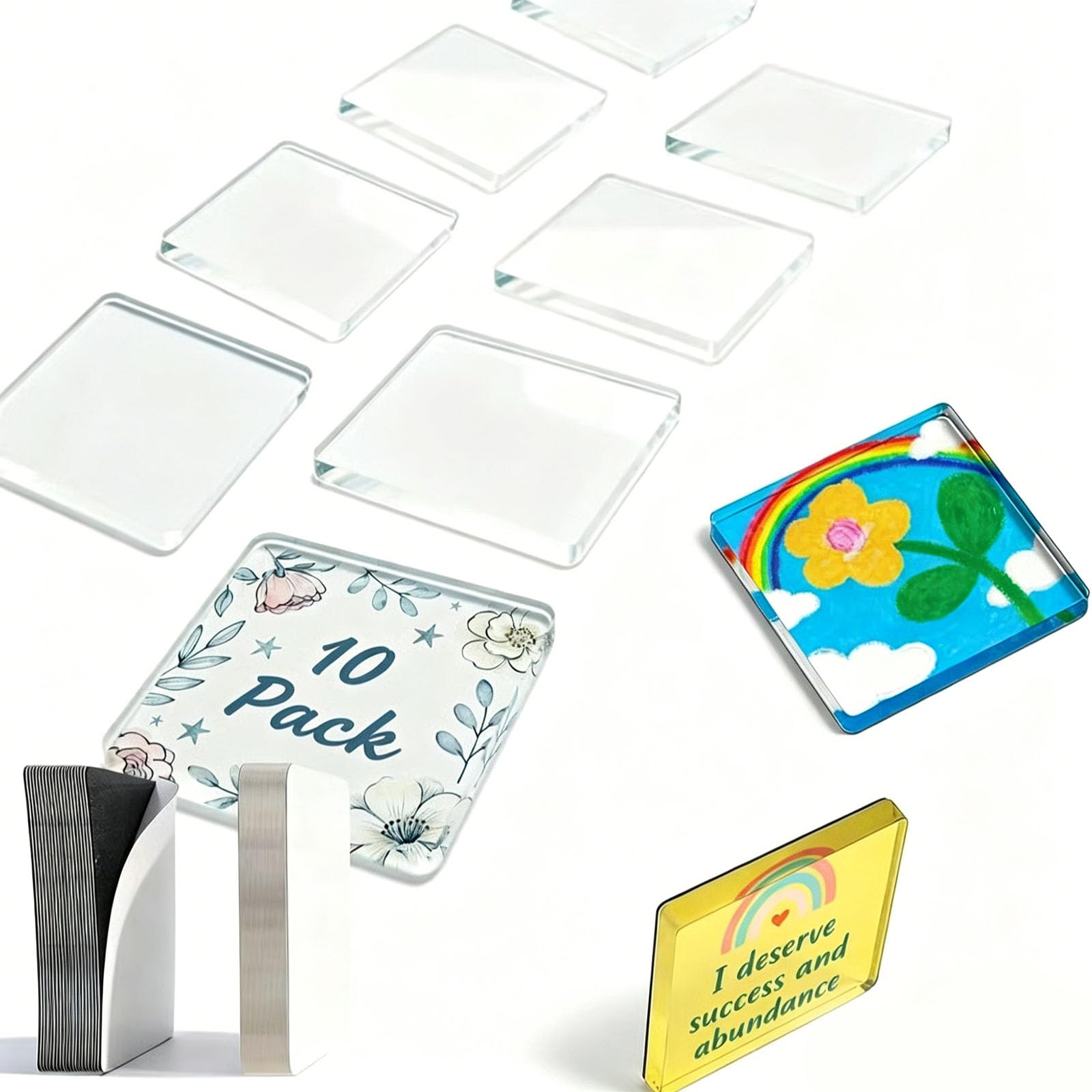 40 Stück transparente Acryl-Magnete, 5,1 x 5,1 cm, DIY-Kühlschrankmagnete, für Zuhause, Küche, Klassenzimmer und Büro, Dekoration