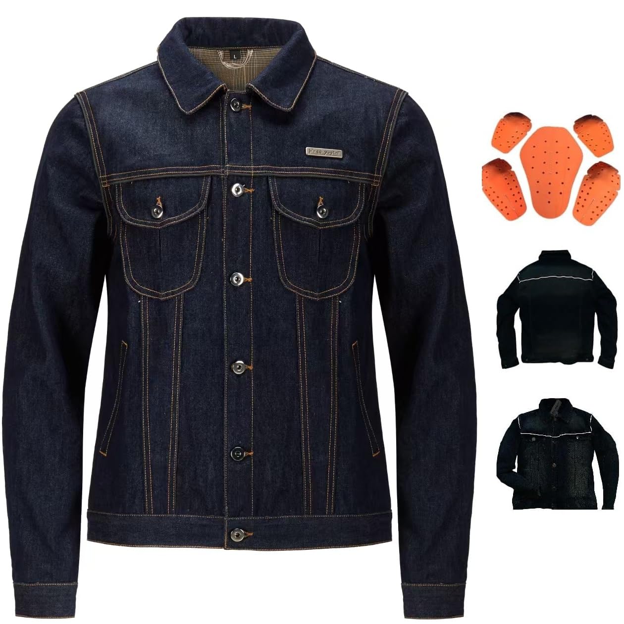 Uomo Giacca in Denim da Moto Resistente all'acqua di tutta la stagione e durevole con 5x CE Protector