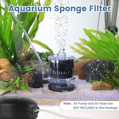 Miniatura 2 de AQQA Filtro de esponja para acuario, filtro de tanque de peces de 5 a 20 galones, filtro de acuario pequeño alimentado por aire, filtro de burbujas