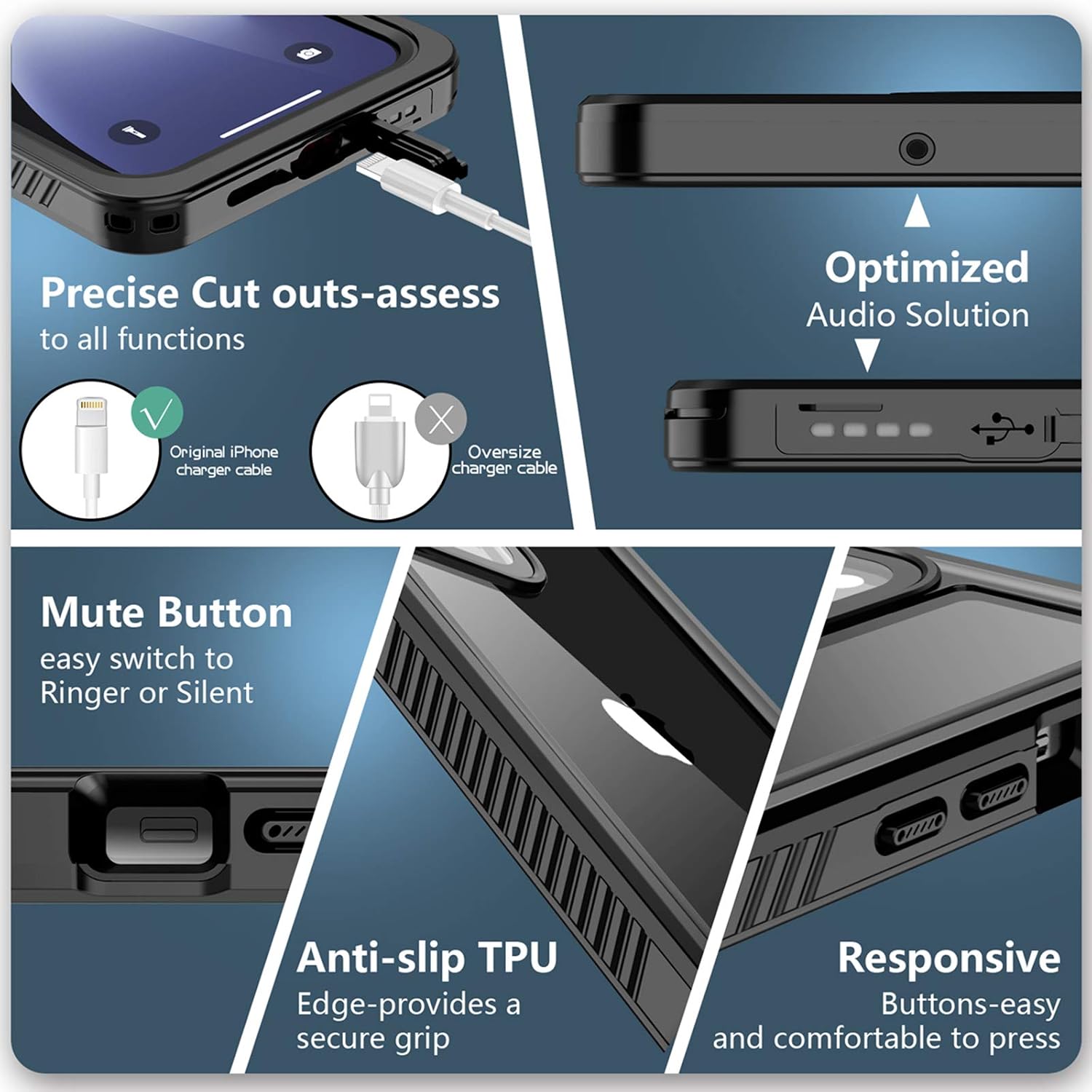 SPIDERCASE Waterproof Case Compatible with iPhone 12 /Compatible with iPhone 12 Pro (Black/Clear)