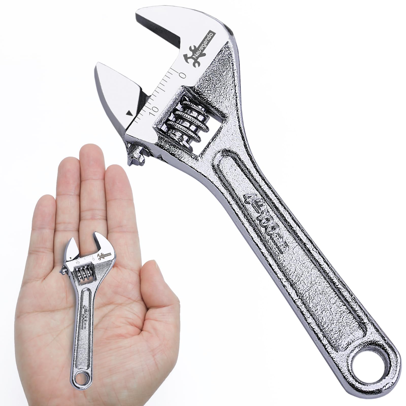 Navegando 4-Inch Mini Adjustable Spanner, 55g Portable Pocket Wrench, Forged High-Carbon Steel, Tail Hook, Ideal for Tight Spaces, Household Repairs, Bike & Plumbing Maintenance