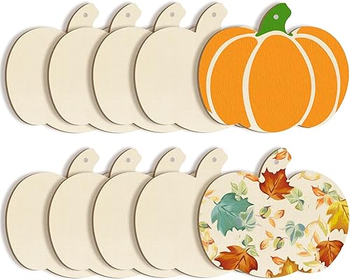 Miniatura 1 de Adornos de madera de gran tamaño de 7 pulgadas para pintar, discos de madera de calabaza sin terminar en blanco para manualidades, decoraciones