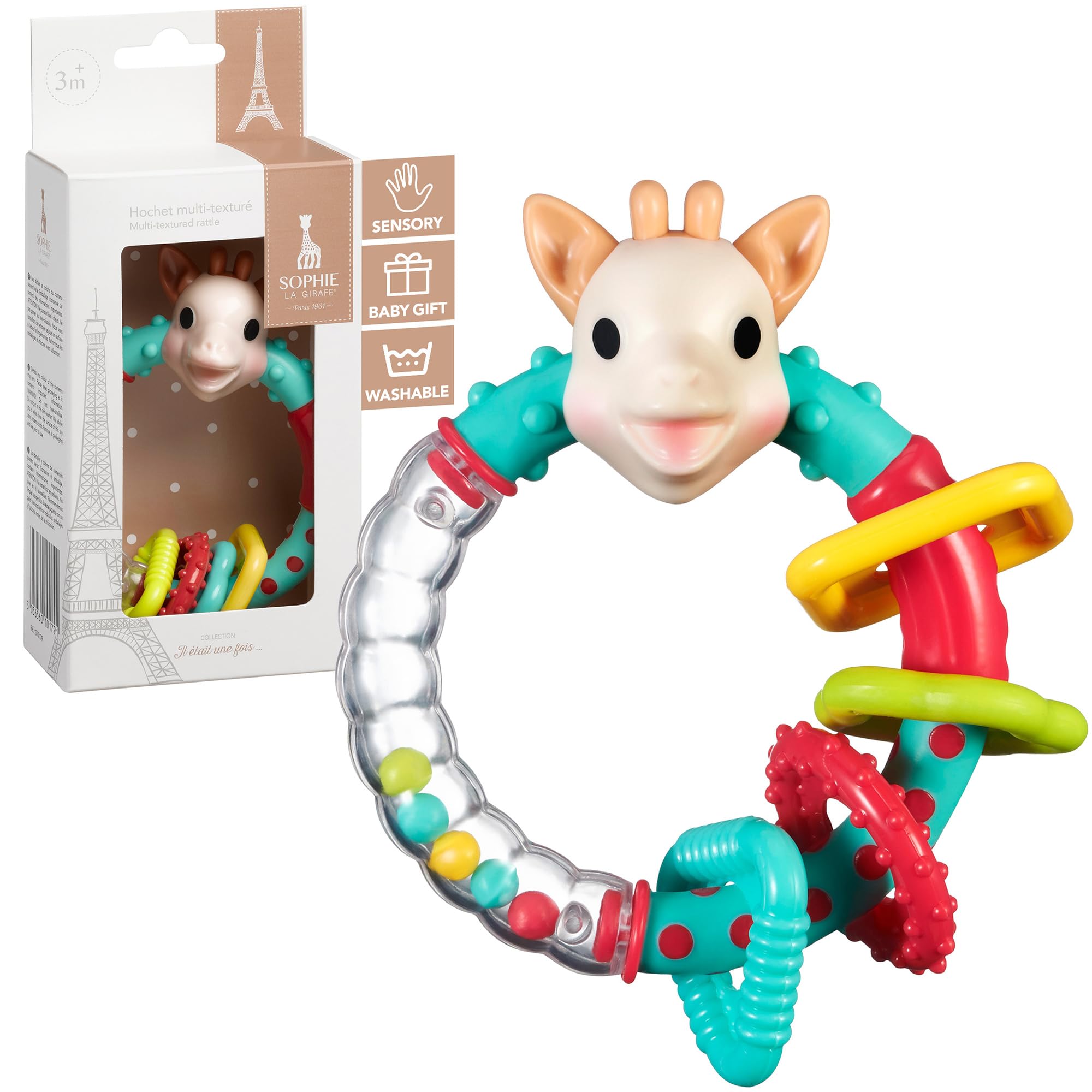 Sophie la girafe Multi-Textured Rattle | Light & Easy to Grasp | Awaken All 5 Senses