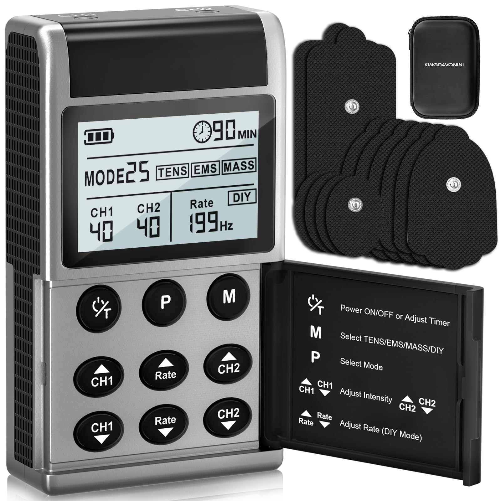 KingPavonini TENS Unit Muscle Stimulator, Rate DIY 1-199Hz, Model B2501 — Amazon image 9