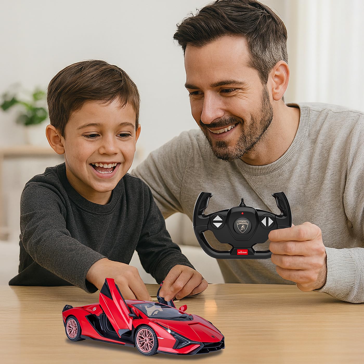 JAMARA Lamborghini Sián FKP 37 2,4 GHz 1:14 drzwi ręczne - samochód RC, oficjalnie licencjonowany, czas jazdy do 1 godziny, ok. 11 km/h, idealnie odtworzone szczegóły, szczegółowe wnętrze, czerwony