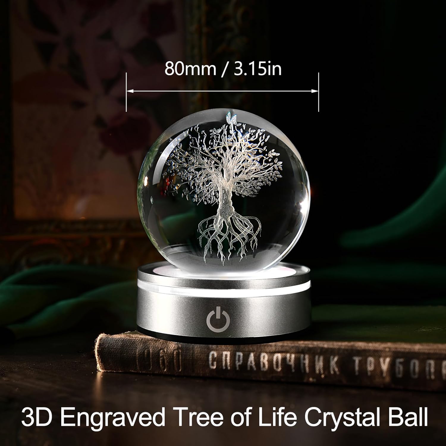 IFOLAINA Tree of Life Gifts for Him Her Friends Christmas 3D Tree of Life Crystal Ball Lamp for Room Crystal Plant Sphere Decor for Men Women