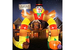 10 FT Thanksgiving Inflatable Turkey with Pilgrim Hat & Corn Pumpkins