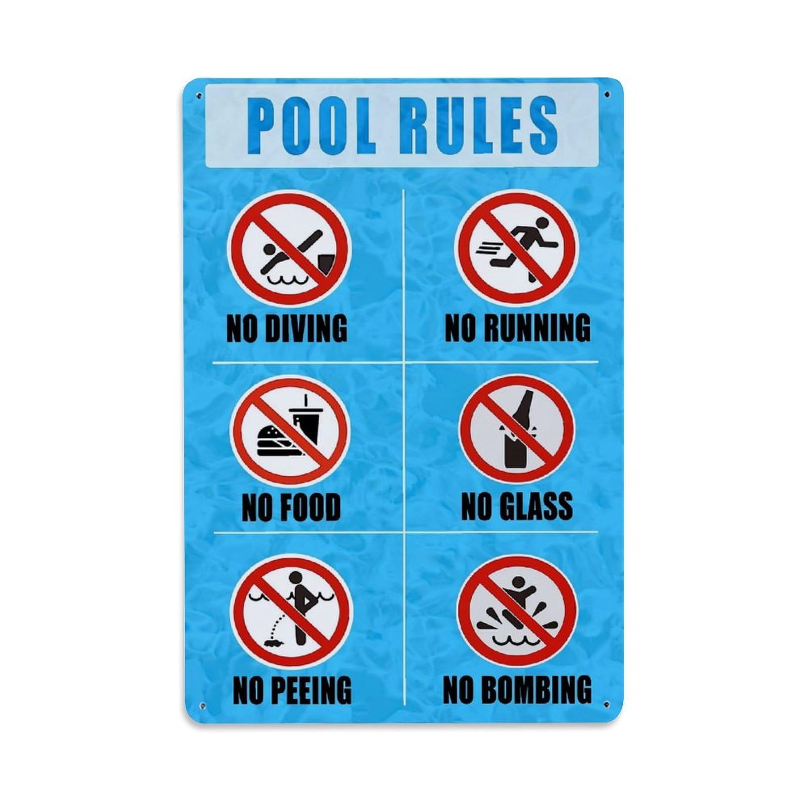 Nestemfo Vintage Pool Rules Safety Sign Poster_1 Tin Sign Metal Sign, Living Room,Bar, Home, Bedroom Wall Decor,Retro Metal Poster 8X12 Inches
