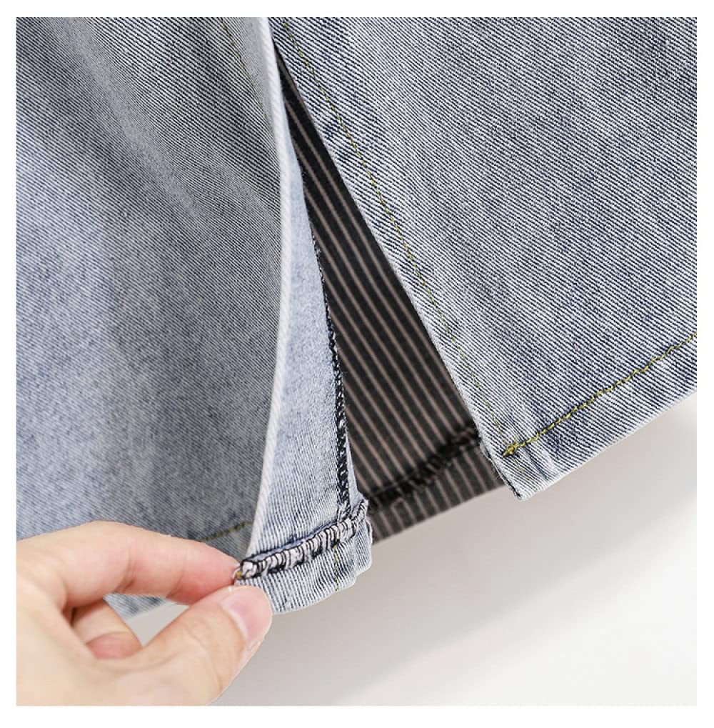 Rock Damen,Damen Maxirock Blau Elastischer High Waist Splicing Jeansrock Mit Schlitz Mit Taschen Reißverschluss A-Linie Hochwertige Mode Lange Röcke Für Mädchen Damen,L