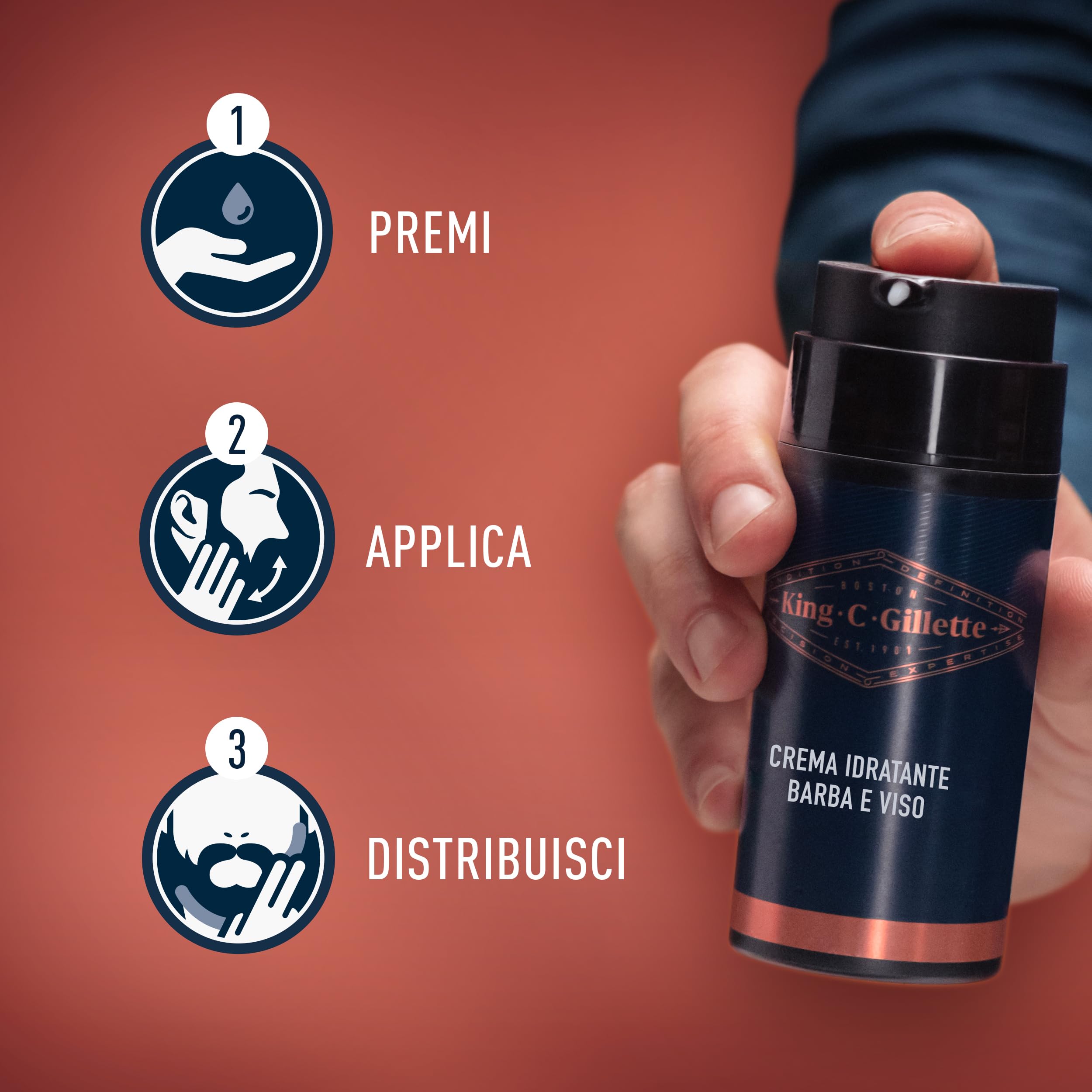 King C. Gillette Style Master, Regolabarba Uomo Senza Fili Per Regolare, Rifinire E Radere La Barba Incolta Con Lama 4D E Crema Idratante Barba E Viso Con Complesso Di Vitamina B3 E B5 100 ml