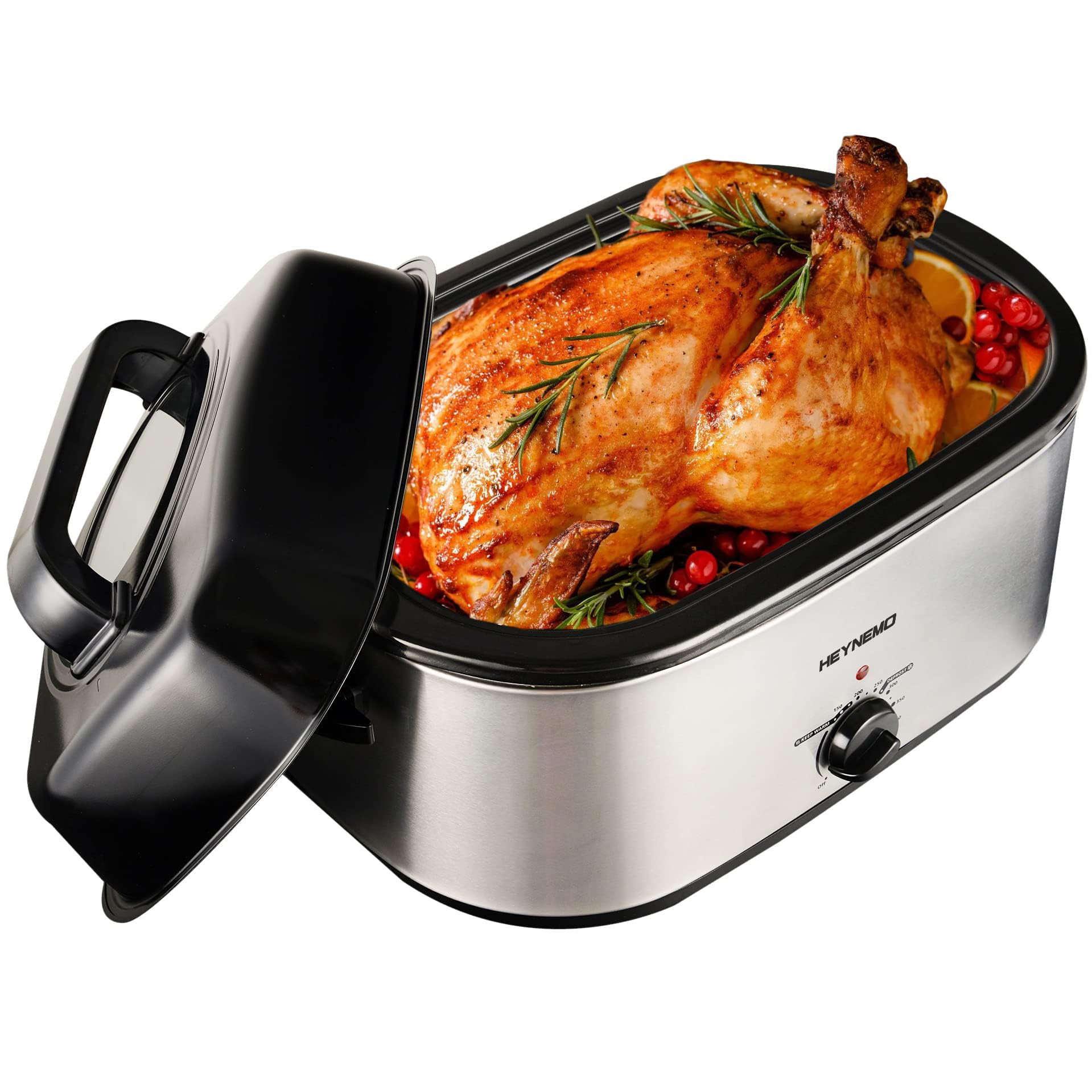 Buy HEYNEMO Turkey Roaster Electric, 24 Quart Oven with SelfBasting Lid, Removable Pan and Rack