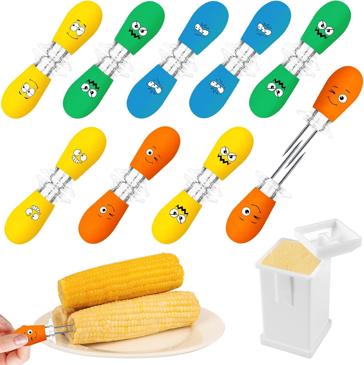 AUGSUN Corn Holders,18Pcs/9Pairs Corn Cob Holders with