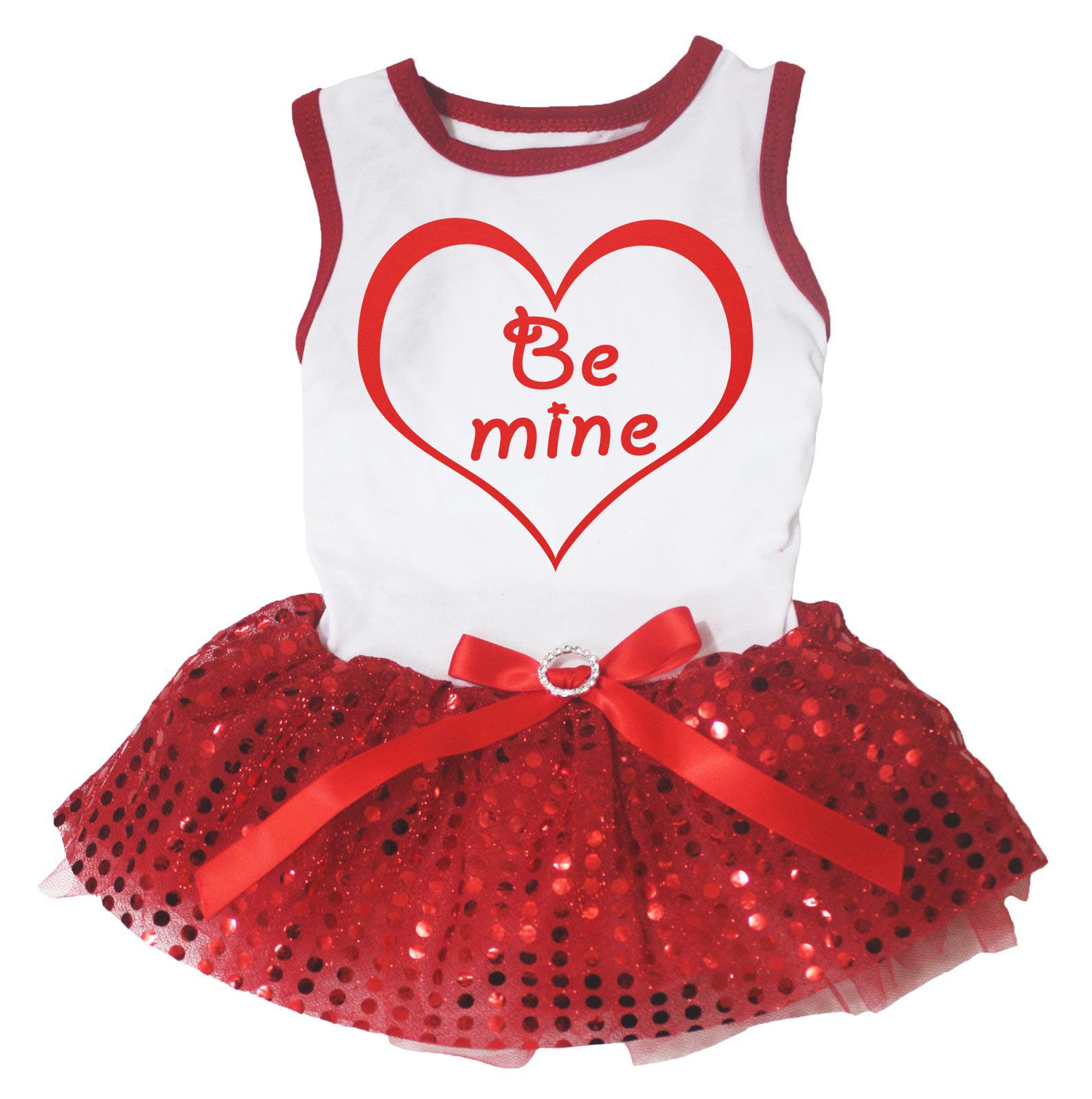 Robe pour chien grand format à motif cœur rouge pailleté