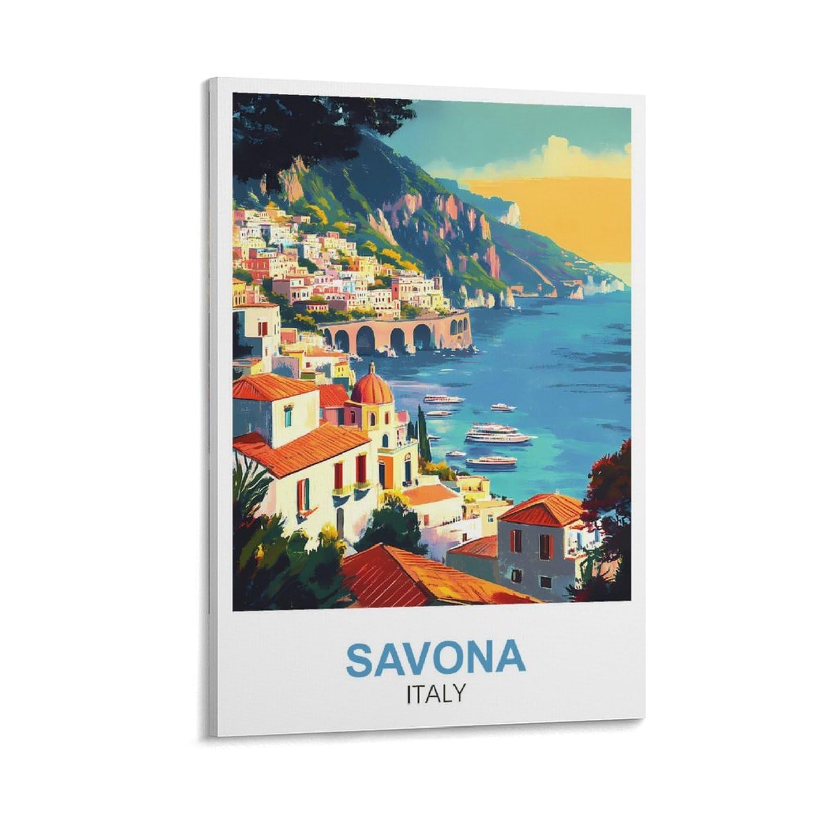 CLFMHNAS Savona Italy Vintage Travel Posters 08x12inch(20x30cm) Canvas Wall Art Prints