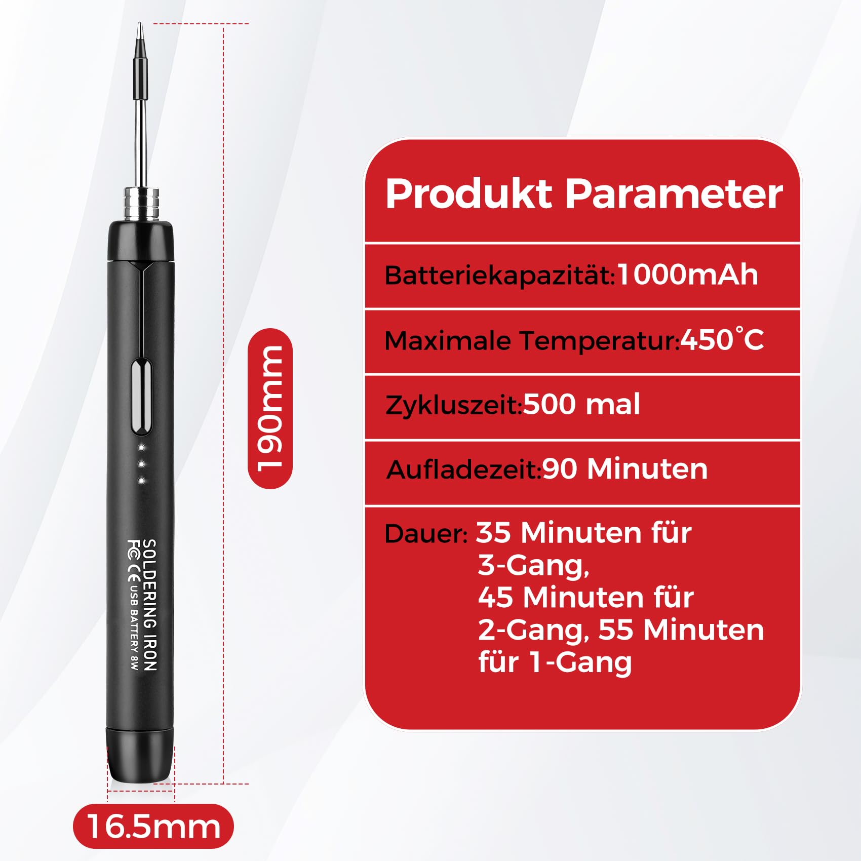 KKMOL Fer à souder sans fil USB avec 3 températures réglables 300 ℃ - 450 ℃ - Kit de soudure avec 3 embouts, support, fil et pâte
