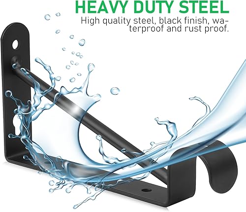 Miniatura 3 de Soporte de estante resistente, 2 soportes de estante de pared, soportes de encimera, soportes de metal para chimenea, soportes de pared negros en