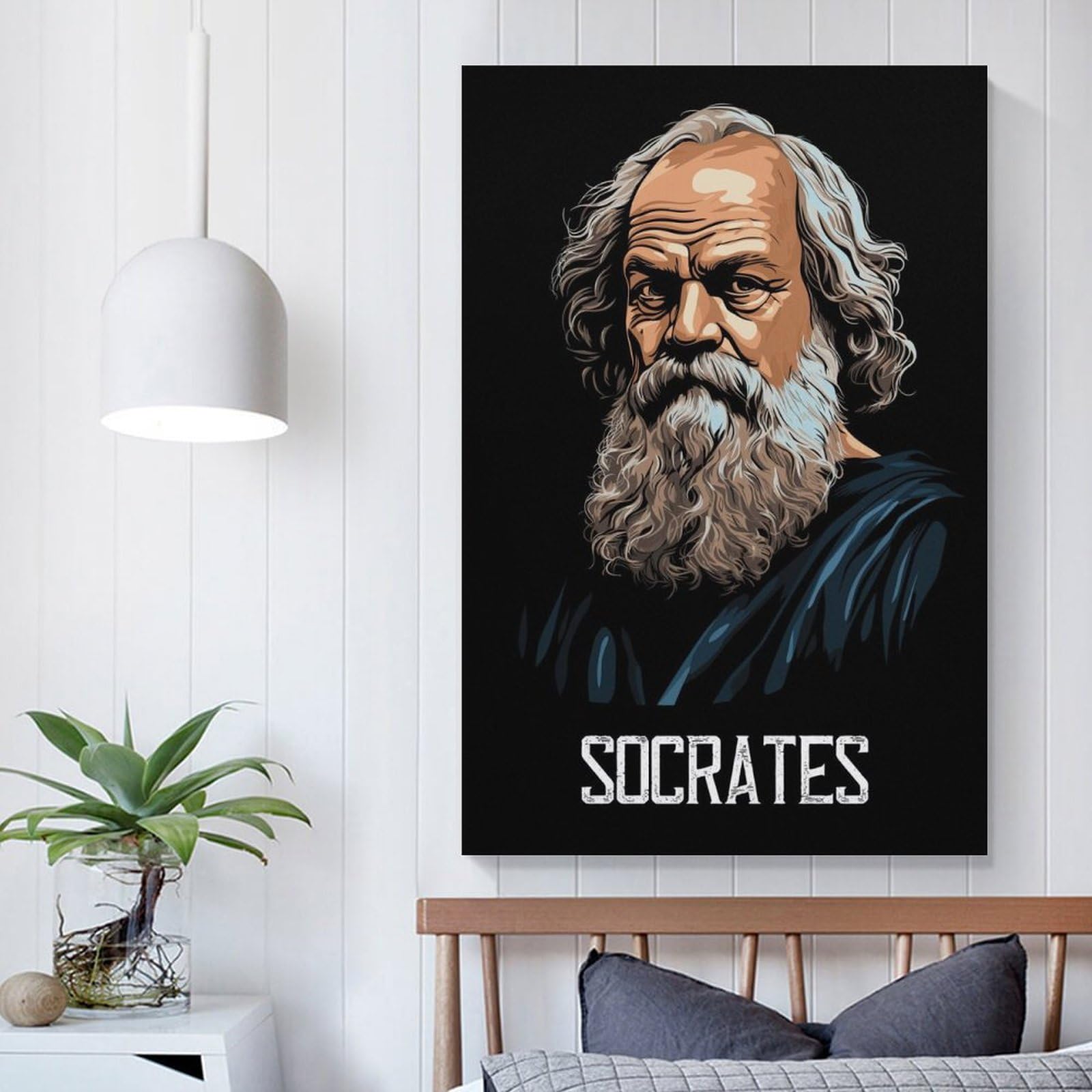 Poliuaws Unframe-'Socrates 'Socrates Pictures For Living Room Street Paintings Canvas Colorful Pop Wall Art Modern Artwork Home Decor Stretched Ready To Hang 12X18inch(30X45cm)