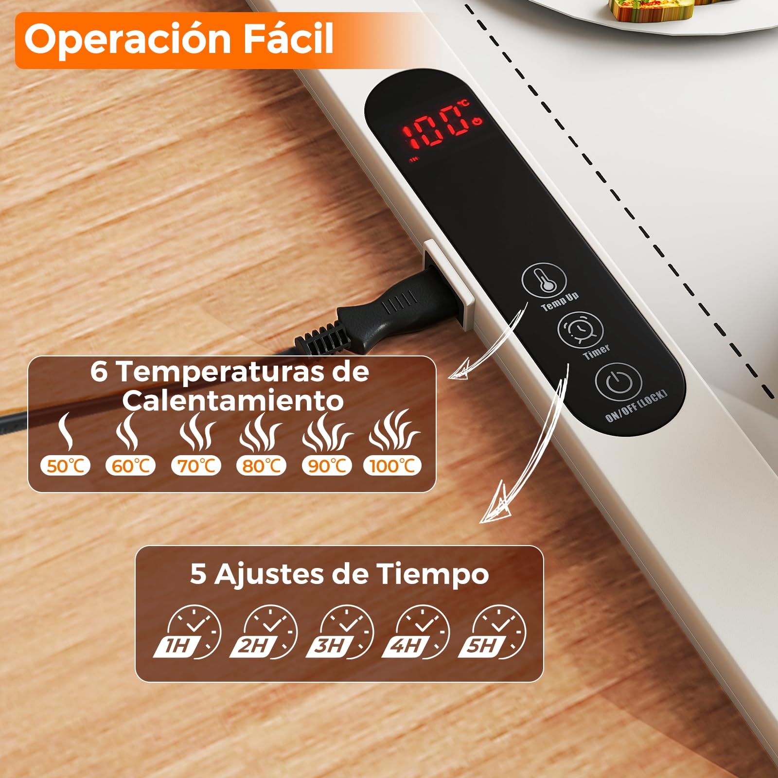 COSTWAY Manta Electrica para Calentar Alimentos, Bandeja de Silicona Enrollable y Portátil con Calentamiento Rápido, Calentador de Alimentos con Apagado Automático y Bloqueo para Niños (Blanco)