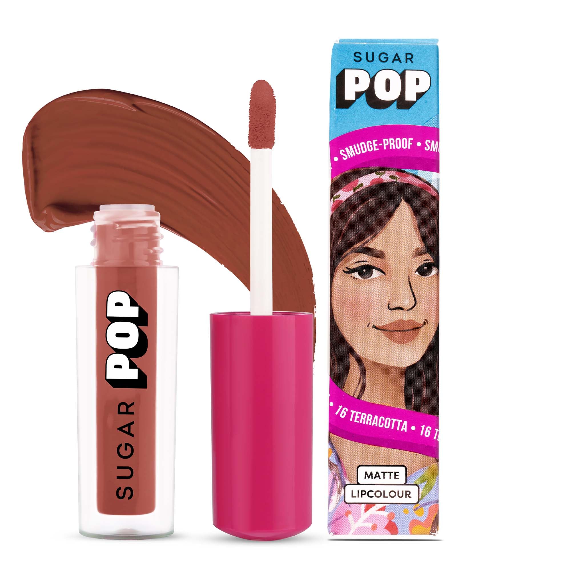 SUGAR POP Matte Lipcolour | Vitamin E | Super-Pigmented | Smudge-proof | 1.6 ml - 16 Terracotta