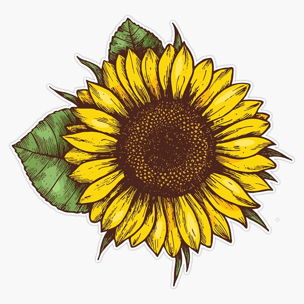 Sunflower, Nature, Yellow Vinyl Sticker Waterproof Bumper Sticker Laptop Window Decal 5"
