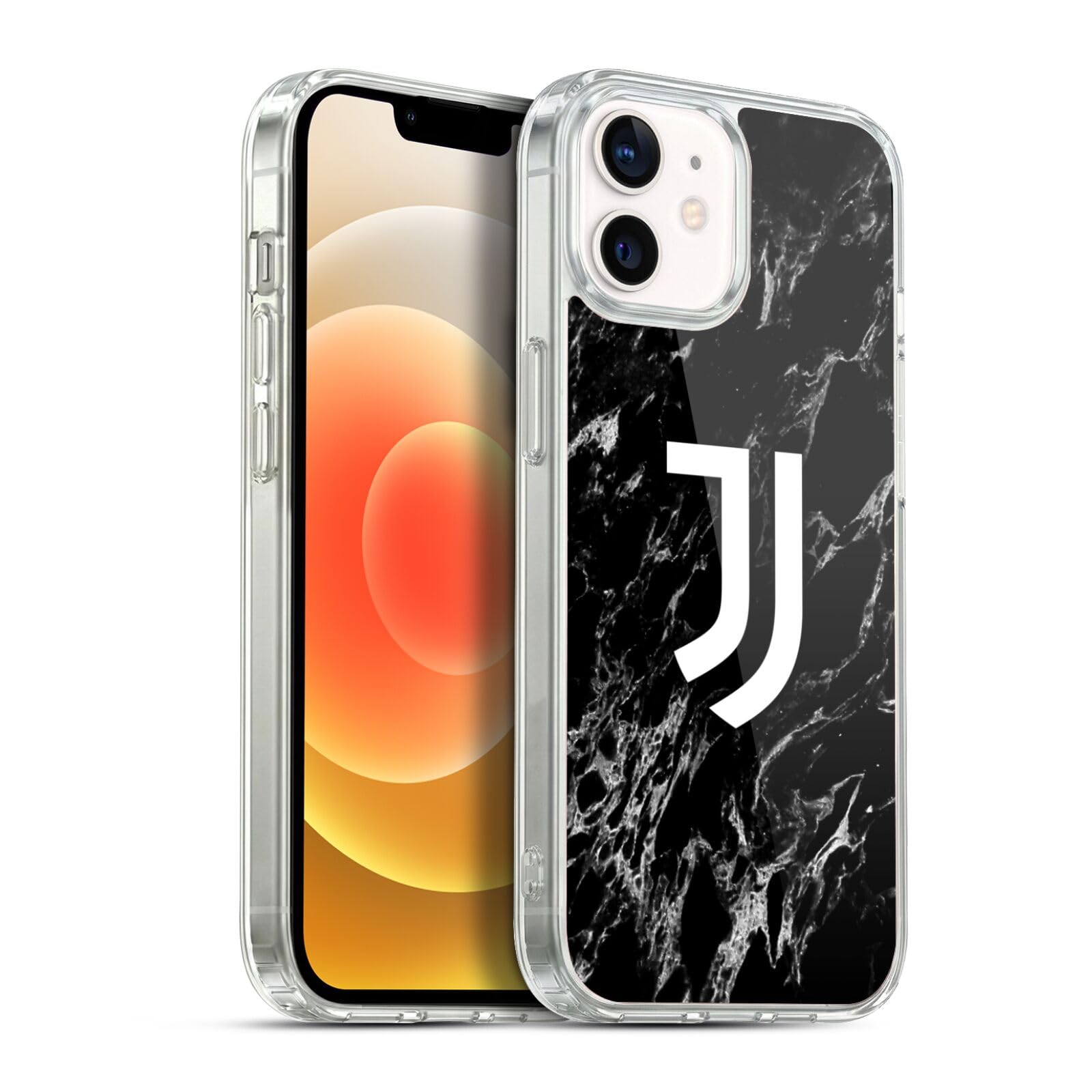Head Case Designs Licenza Ufficiale Juventus Football Club Nero Marmoreo Custodia in Gel [Protezione di Grado Militare] Compatibile con Apple iPhone 12 / iPhone 12 PRO E Compatibile con MagSafe