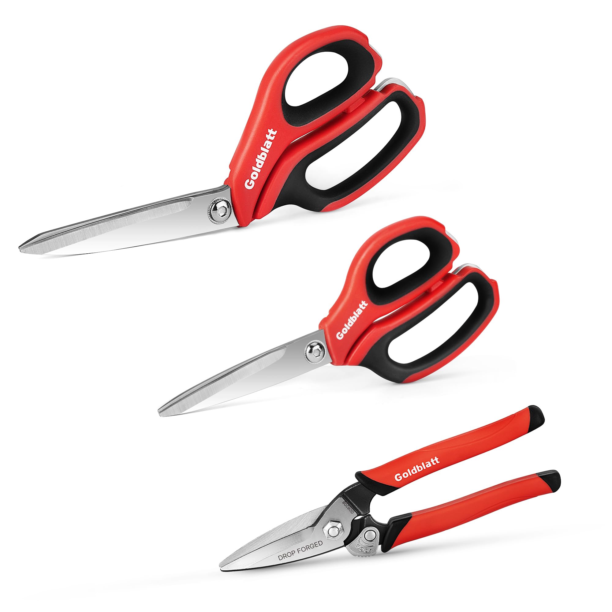 Goldblatt 3PCS Scissors Heavy Duty, Multipurpose Scissors, Drop Forged Blade, with Small Serrations, Comfortable Handle, Shop Scissors Easy Cutting Ca
