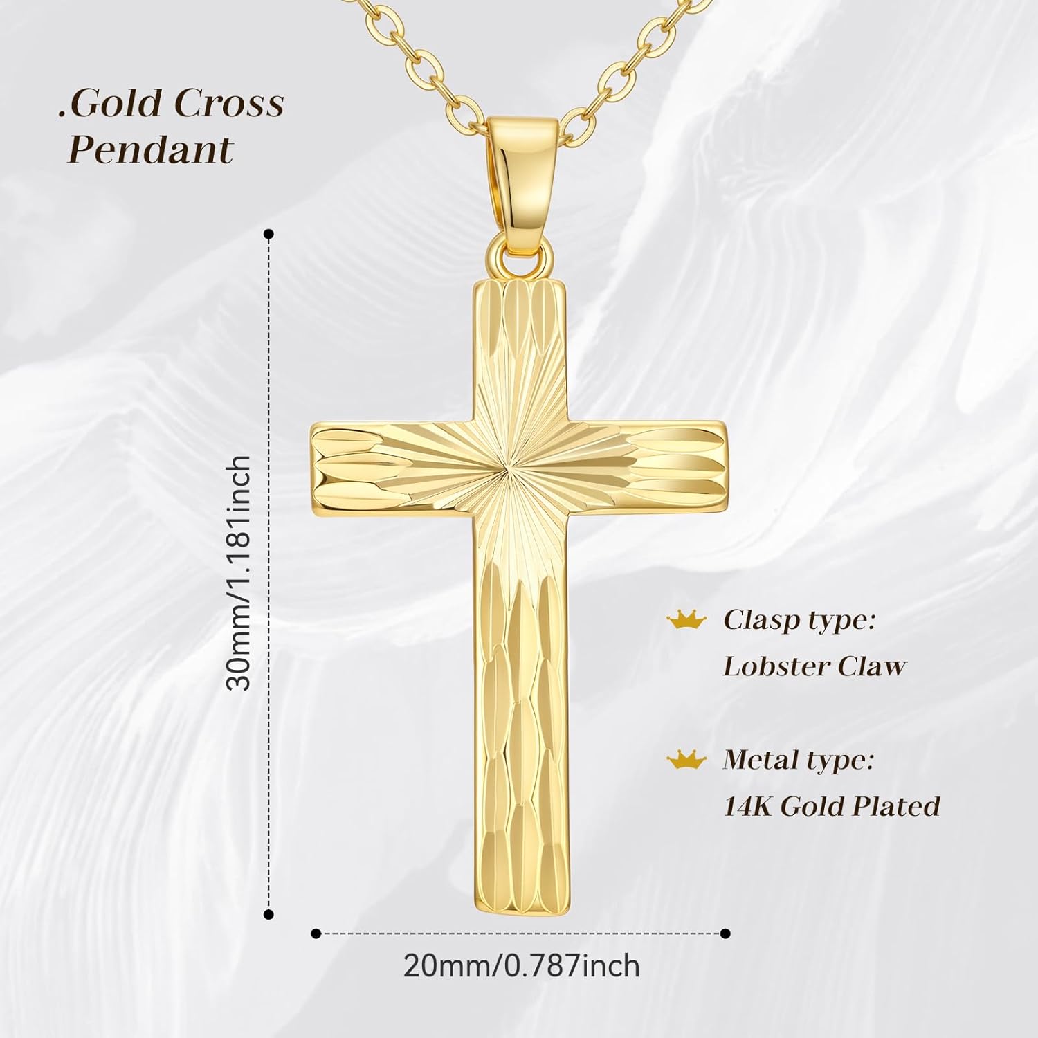 14k Gold Cross Necklace Women Elegent Gold Cross Pendant Necklace Dainty Faith Religious Necklace Jewelry Gift, 18 inches Chain, Gift Box - Image 6