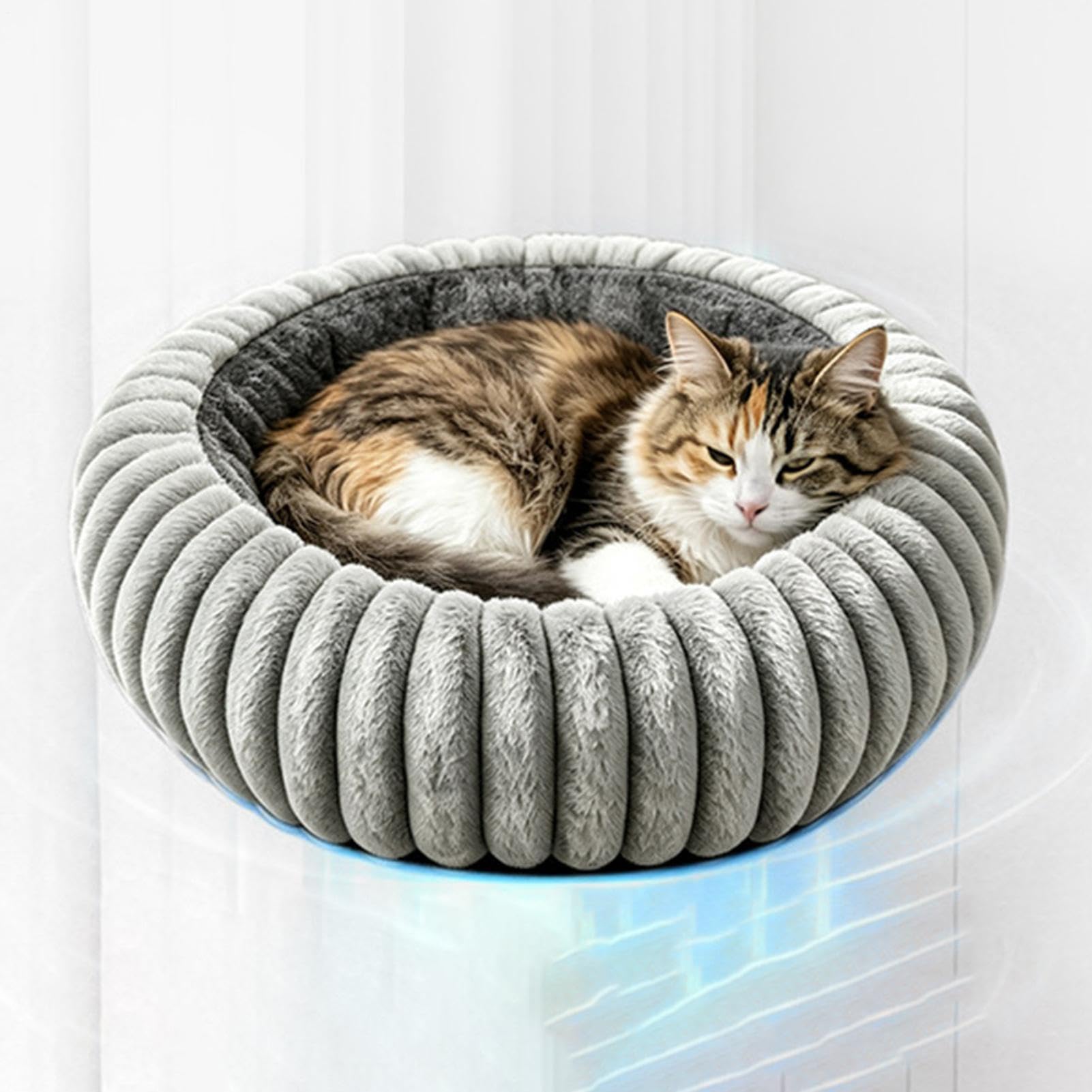 Generisch Cuccia riscaldata per gatti, 9 livelli, rotonda, morbida, calda | Cuscino termico a forma di gatto per angolo, casa, esterno, tempo familiare, soggiorno, viaggio, pavimento, camera da letto